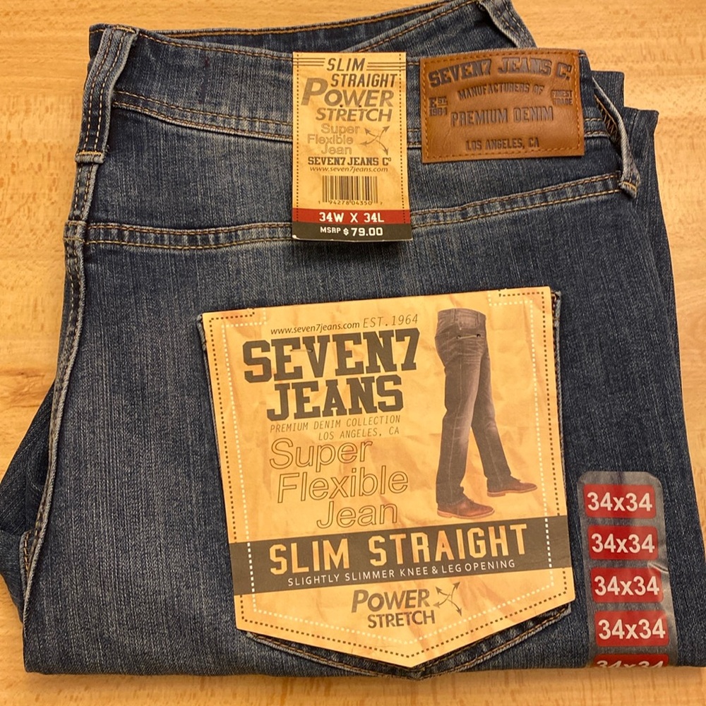 Seven7 Men’s Slim Straight Power Stretch super flexible Jeans NWT
